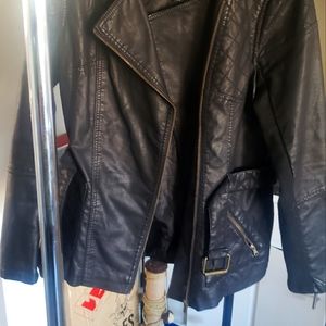 Black Asymmetrical Pleather Jacket